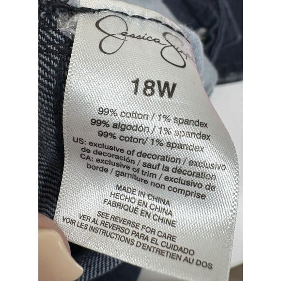 Jessica Simpson Flirt Straight Boot Jeans 18W Dark Wash Distressed Denim NWT - Picture 9 of 10